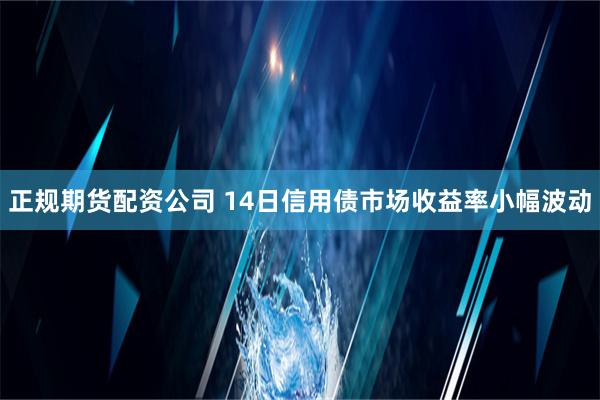 正规期货配资公司 14日信用债市场收益率小幅波动