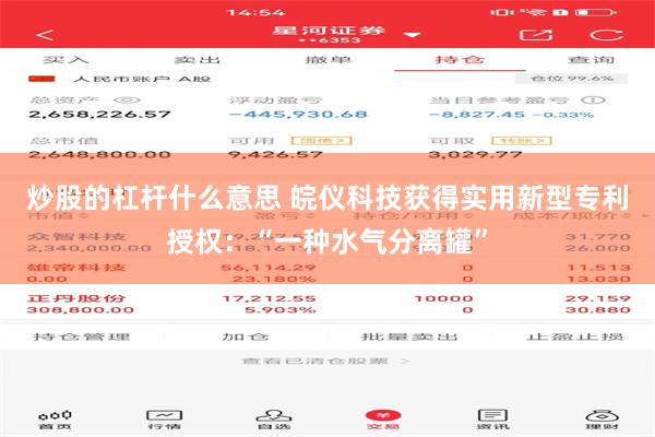 炒股的杠杆什么意思 皖仪科技获得实用新型专利授权：“一种水气分离罐”