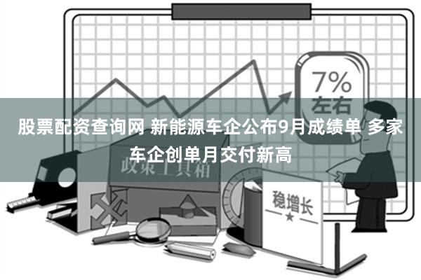 股票配资查询网 新能源车企公布9月成绩单 多家车企创单月交付新高