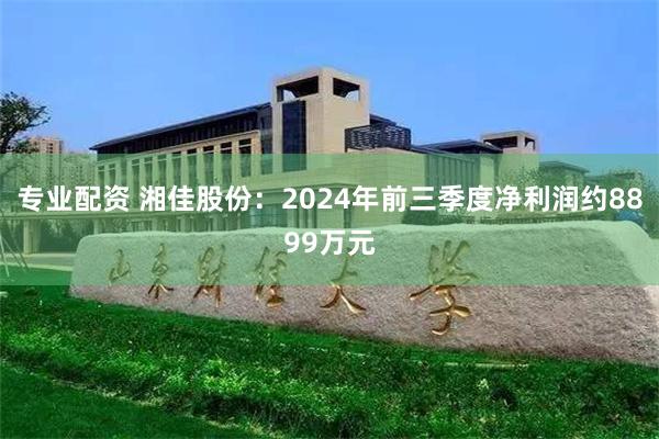 专业配资 湘佳股份：2024年前三季度净利润约8899万元