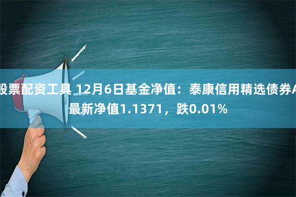 股票配资工具 12月6日基金净值：泰康信用精选债券A最新净值1.1371，跌0.01%